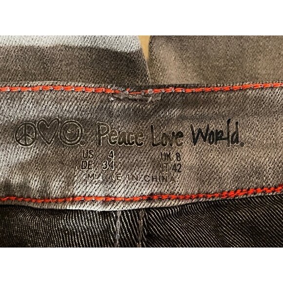 Peace Love World Women's Grey Straight Leg Jeans Size US-4 Cotton Blend Goth - Picture 8 of 10